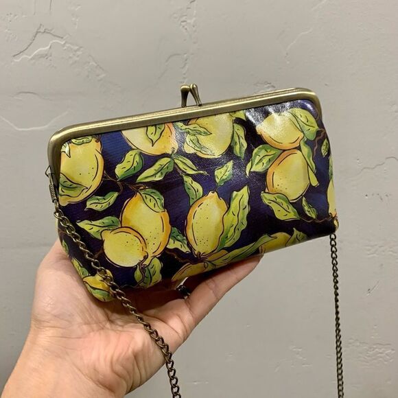 Handmade Cowhide Lemon Print Kisslock Small Clutch/Cosmetic bag/Phone Case - Picture 8 of 13